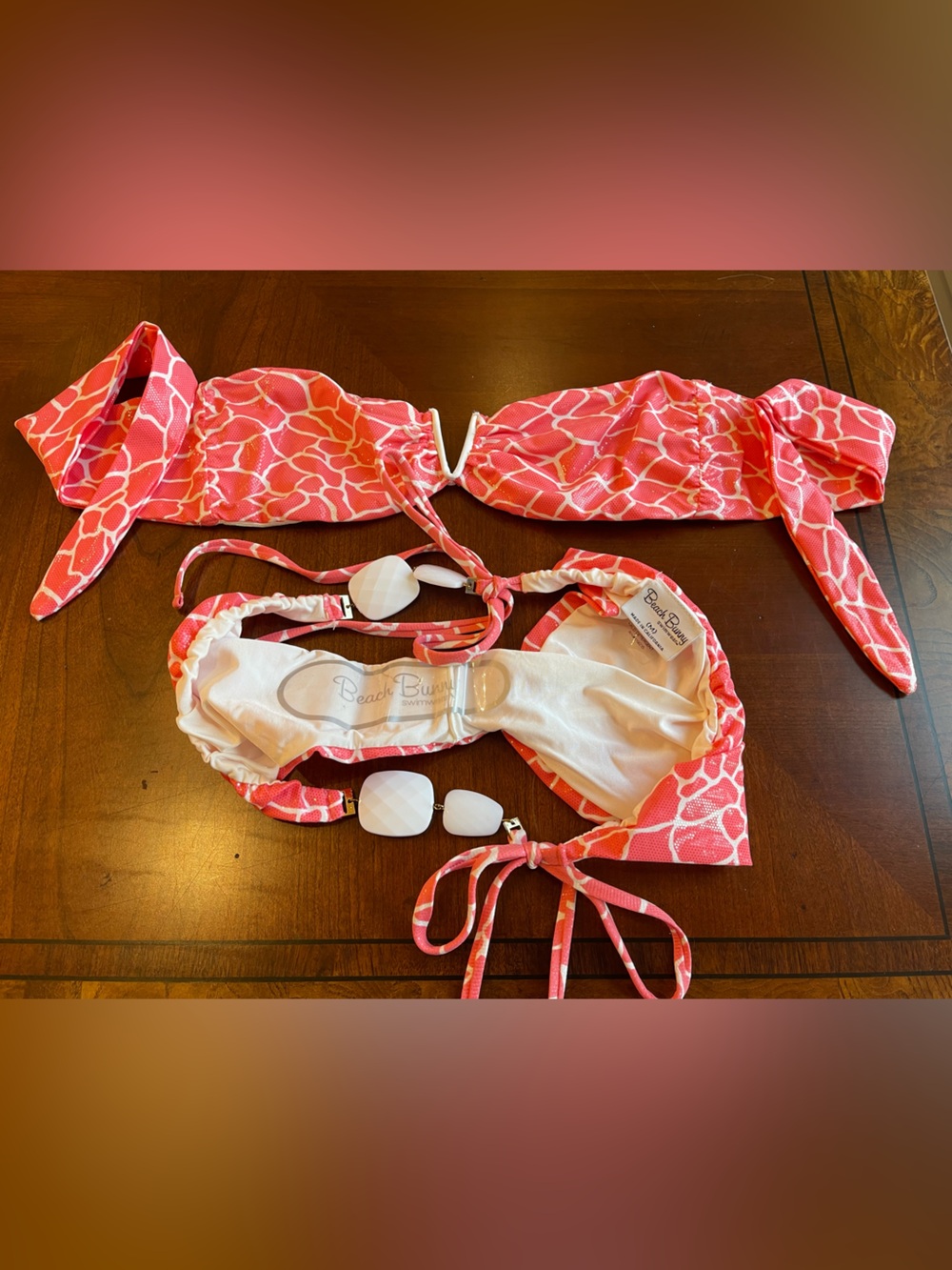 Beach bunny pink mermaid bikini bandeau XS, fringe top M and bottoms M - Picture 8 of 16